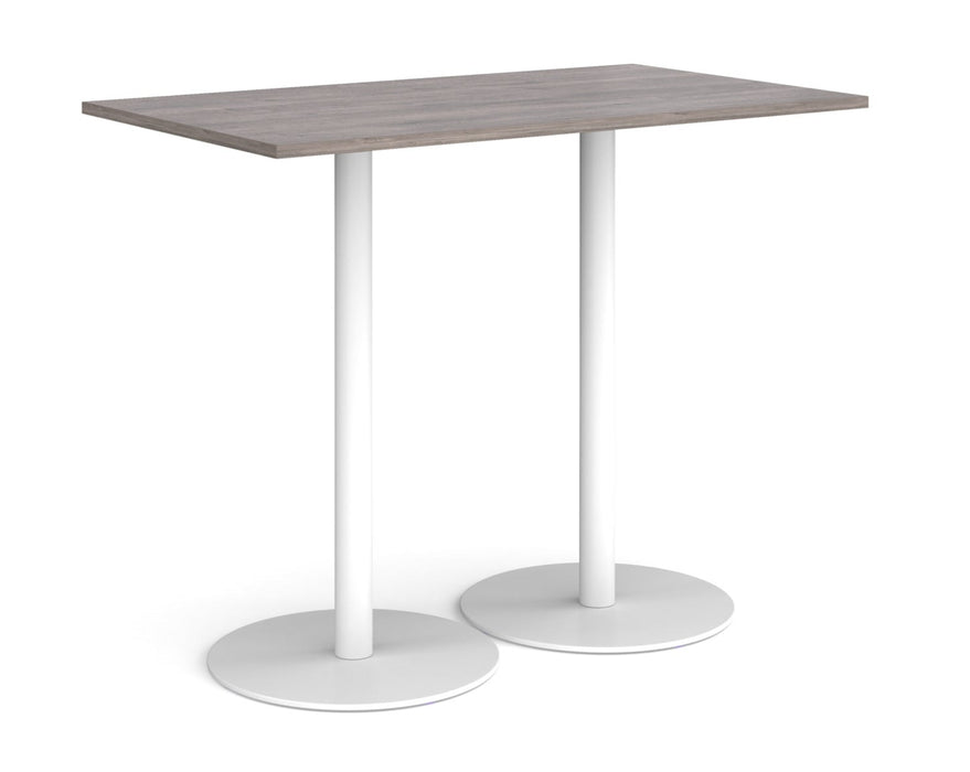 Monza rectangular poseur table with flat round black bases