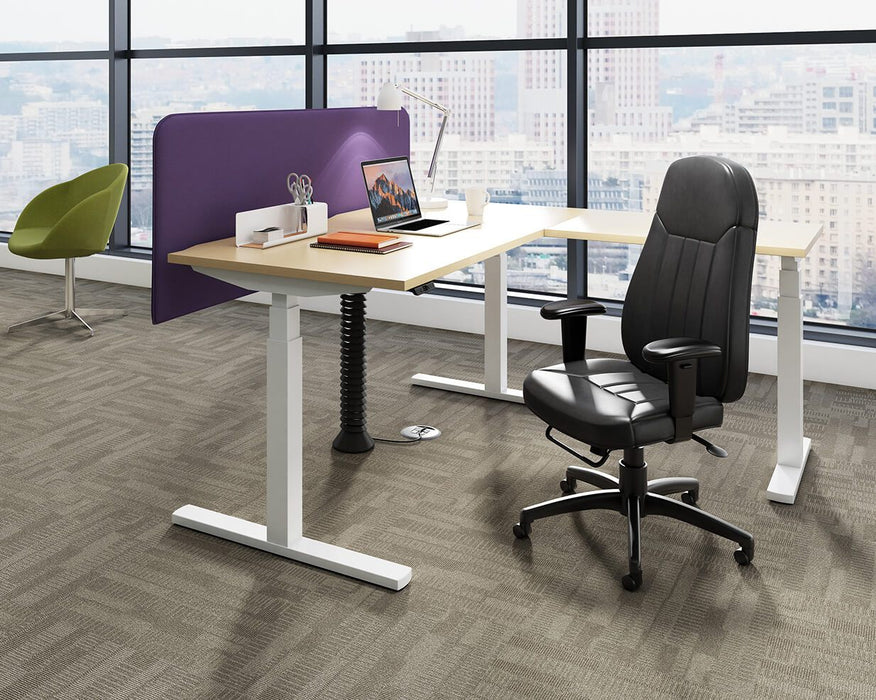 Elev8²Touch - Sit-Stand Return Desk - Silver Frame.