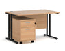 Maestro 25 - Straight Desk with 2 Drawer Pedestal - Black Frame.