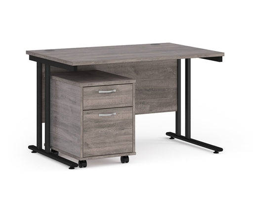 Maestro 25 - Straight Desk with 2 Drawer Pedestal - Black Frame.