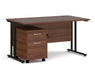 Maestro 25 - Straight Desk with 2 Drawer Pedestal - Black Frame.