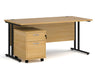 Maestro 25 - Straight Desk with 2 Drawer Pedestal - Black Frame.