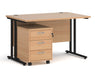 Maestro 25 - Straight Desk with 3 Drawer Pedestal - Black Frame.