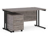 Maestro 25 - Straight Desk with 3 Drawer Pedestal - Black Frame.