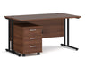 Maestro 25 - Straight Desk with 3 Drawer Pedestal - Black Frame.