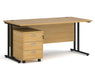 Maestro 25 - Straight Desk with 3 Drawer Pedestal - Black Frame.