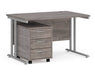 Maestro 25 - Straight Desk with 3 Drawer Pedestal - Silver Frame.