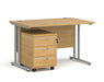 Maestro 25 - Straight Desk with 3 Drawer Pedestal - Silver Frame.