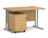 Maestro 25 - Straight Desk with 3 Drawer Pedestal - Silver Frame.