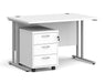 Maestro 25 - Straight Desk with 3 Drawer Pedestal - Silver Frame.