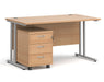 Maestro 25 - Straight Desk with 3 Drawer Pedestal - Silver Frame.