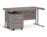 Maestro 25 - Straight Desk with 3 Drawer Pedestal - Silver Frame.