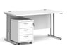 Maestro 25 - Straight Desk with 3 Drawer Pedestal - Silver Frame.