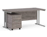 Maestro 25 - Straight Desk with 3 Drawer Pedestal - Silver Frame.