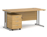 Maestro 25 - Straight Desk with 3 Drawer Pedestal - Silver Frame.