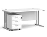 Maestro 25 - Straight Desk with 3 Drawer Pedestal - Silver Frame.