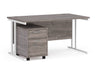 Maestro 25 - Straight Desk with 2 Drawer Pedestal - White Frame.