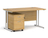 Maestro 25 - Straight Desk with 2 Drawer Pedestal - White Frame.