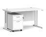 Maestro 25 - Straight Desk with 2 Drawer Pedestal - White Frame.