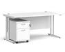 Maestro 25 - Straight Desk with 2 Drawer Pedestal - White Frame.