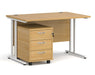 Maestro 25 - Straight Desk with 3 Drawer Pedestal - White Frame.