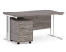 Maestro 25 - Straight Desk with 3 Drawer Pedestal - White Frame.