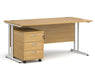 Maestro 25 - Straight Desk with 3 Drawer Pedestal - White Frame.