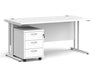 Maestro 25 - Straight Desk with 3 Drawer Pedestal - White Frame.