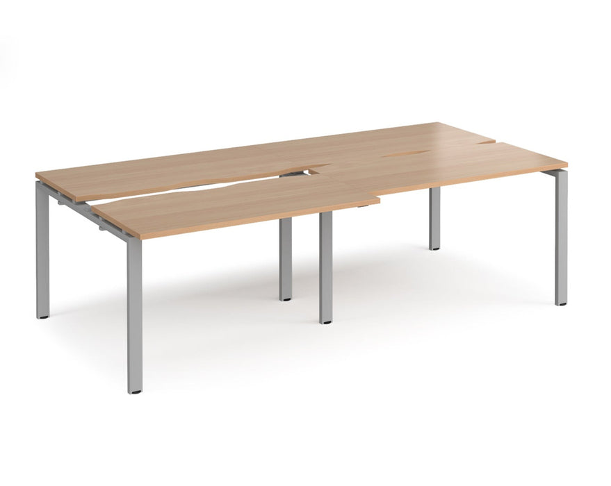 Adapt - Sliding Top Double Back to Back Desks - Silver Frame.