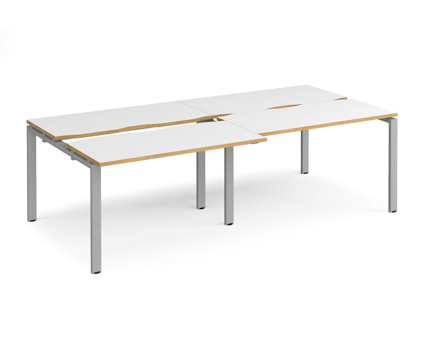 Adapt - Sliding Top Double Back to Back Desks - Silver Frame