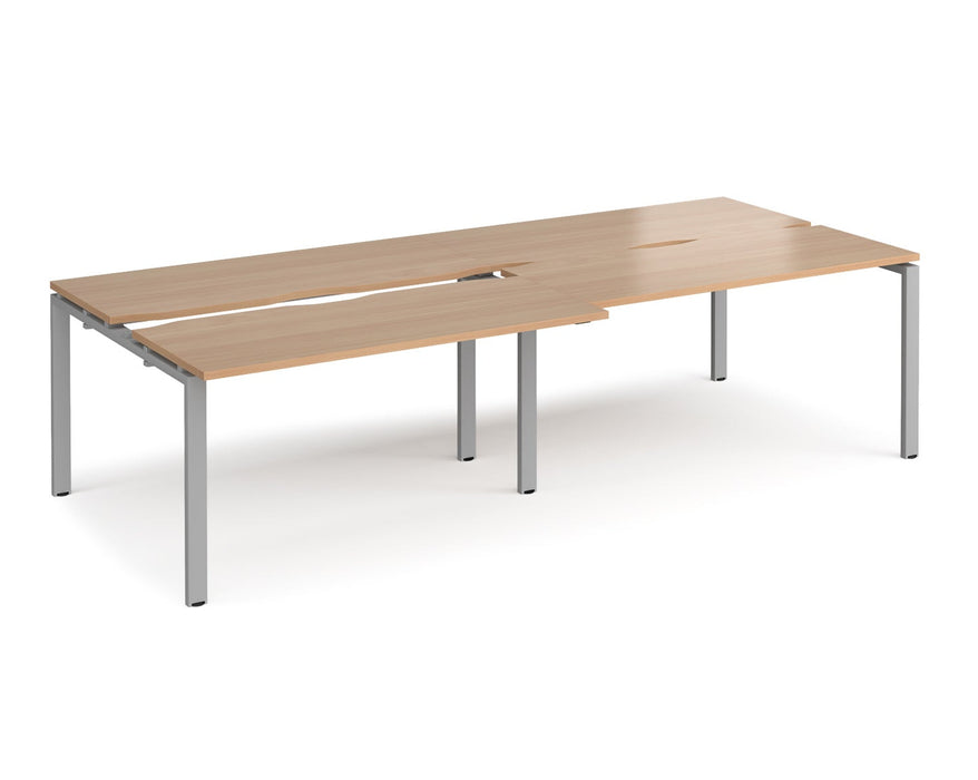 Adapt - Sliding Top Double Back to Back Desks - Silver Frame.