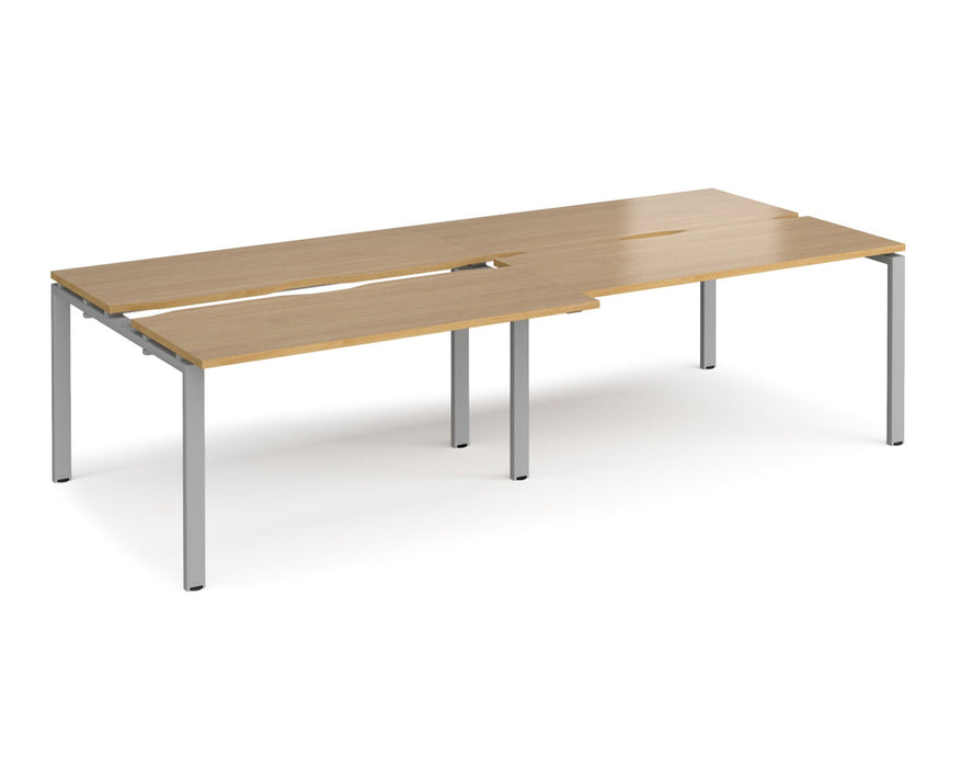 Adapt - Sliding Top Double Back to Back Desks - Silver Frame.