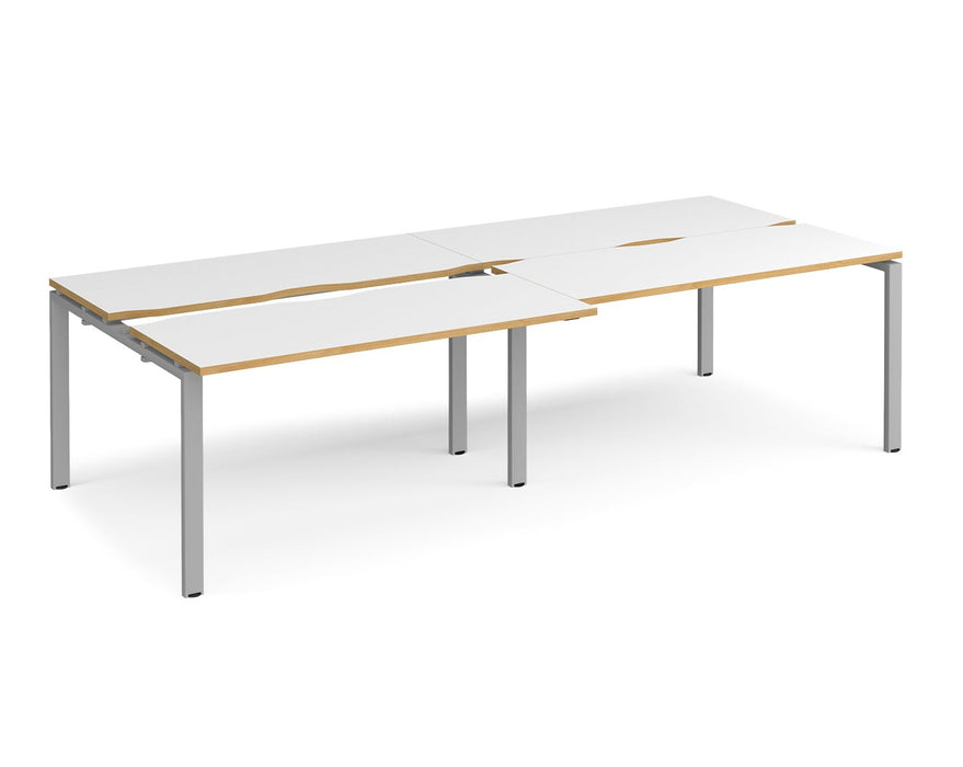 Adapt - Sliding Top Double Back to Back Desks - Silver Frame.