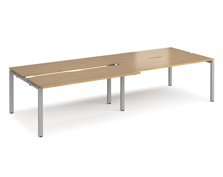 Adapt - Sliding Top Double Back to Back Desks - Silver Frame.