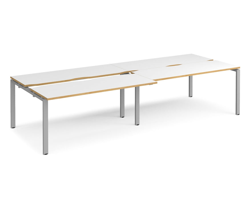 Adapt - Sliding Top Double Back to Back Desks - Silver Frame.