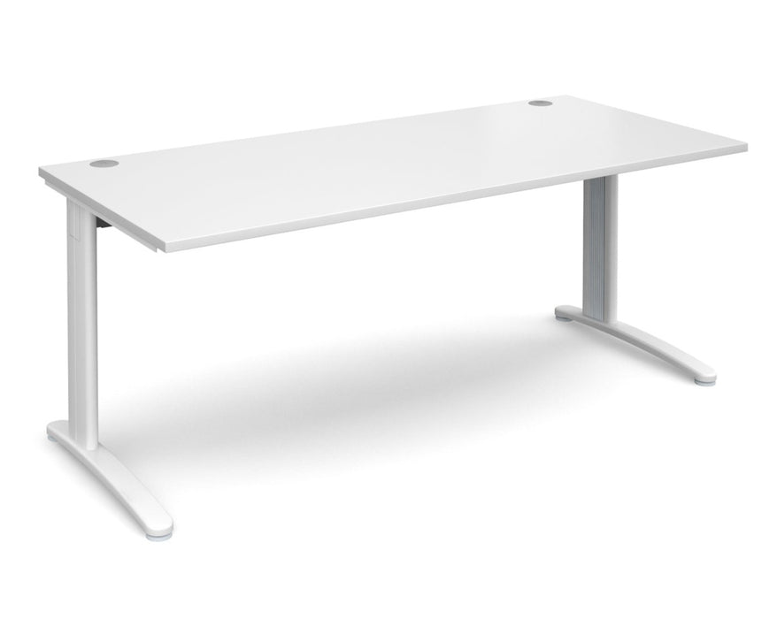 TR10 - Straight Desk with Cabel Managed Cantilever Leg - 800mm - White Frame.