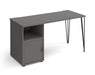 Tikal - Hairpin Leg Desk with Pedestal and Cupboard Door.