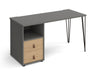 Tikal - Hairpin Leg Desk with Pedestal and Drawers.