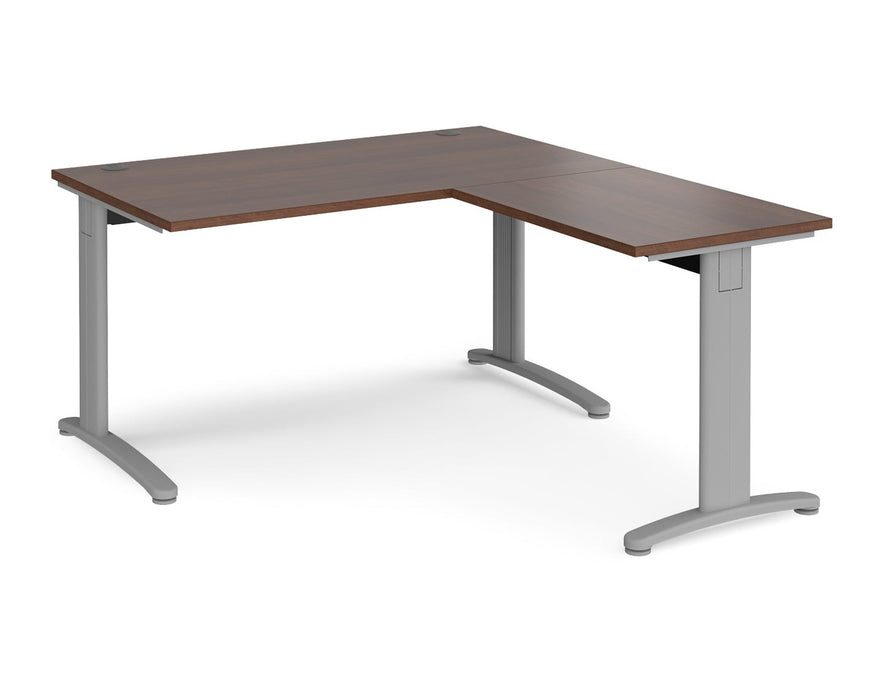 TR10 - Single Desk with Return - Silver Frame.