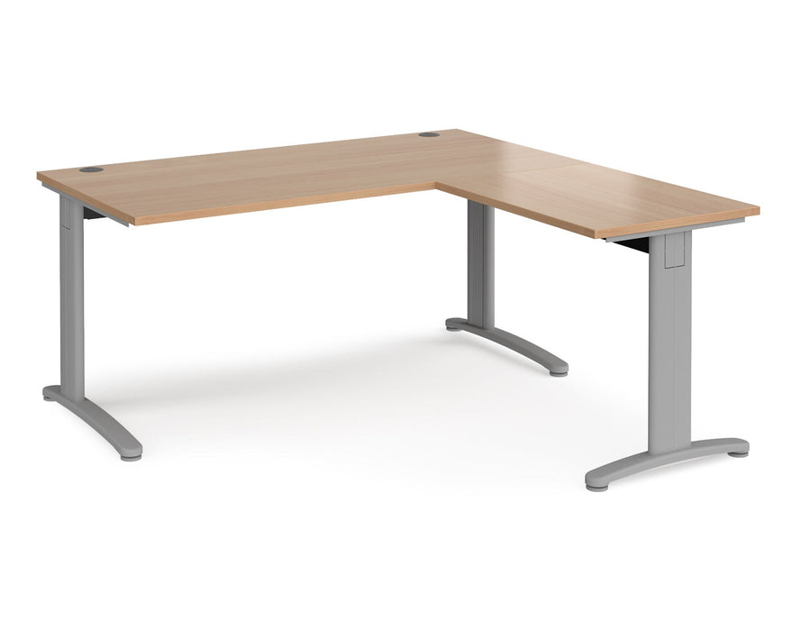 TR10 - Single Desk with Return - Silver Frame.