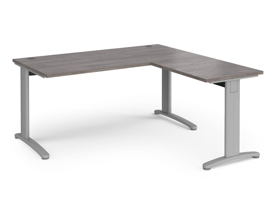 TR10 - Single Desk with Return - Silver Frame.