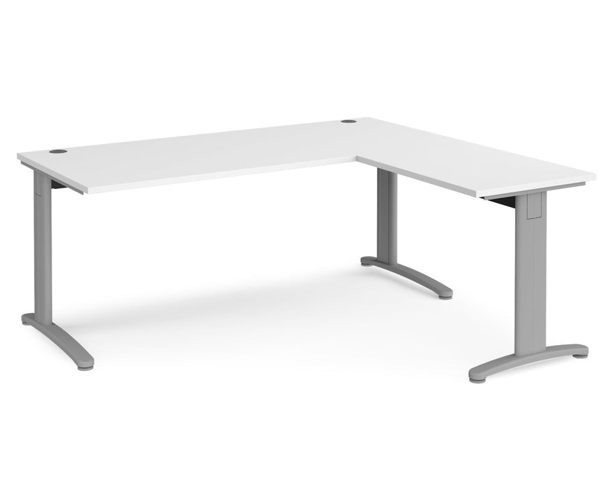 TR10 - Single Desk with Return - Silver Frame.
